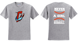 Chesapeake Girls Baseball -GIRLS - Short Sleeve T Shirt (Royal Blue, Grey or Black)