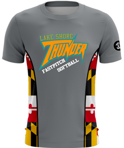 LS Thunder Softball - Side Flag Grey Short Sleeve Shirt