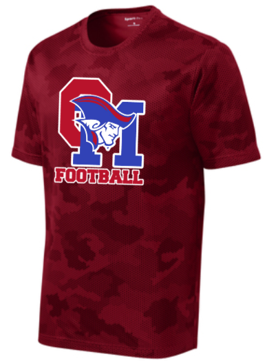 OM Patriots - Football Camo Hex Performance SS T-shirt (Red or Iron Grey)