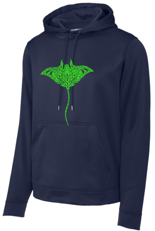 Devilrays Swim - Navy Blue Performance Hoodie Sweatshirt
