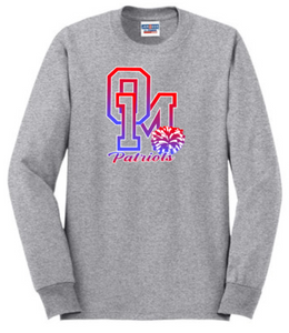 OM Patriots - Cheer Long Sleeve T Shirt (Red, Black or Grey)