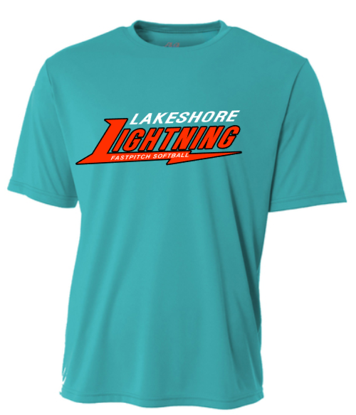 Lightning Softball - Teal Performance Short Sleeve Shirt