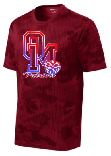 OM Patriots - Cheer Camo Hex Performance SS T-shirt (Red or Iron Grey)