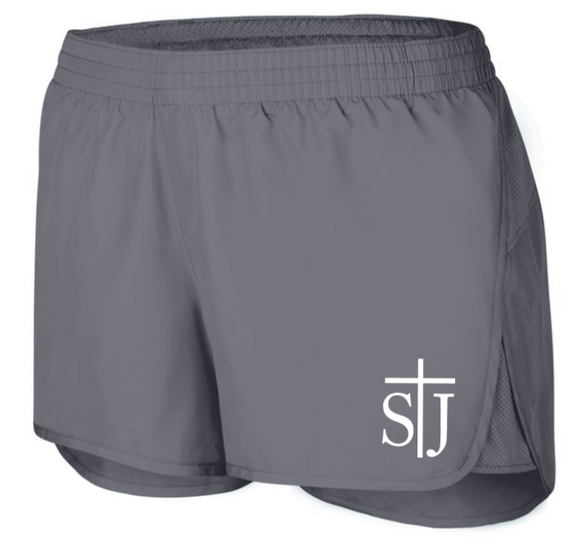 St. Joseph School - Girls Wayfarer Shorts - STJ logo - Grey