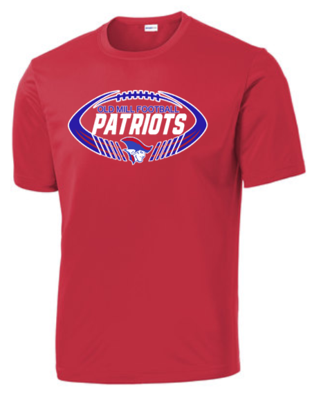 OM Patriots - Patriots Football Performance Short Sleeve (Black, Grey or Red)