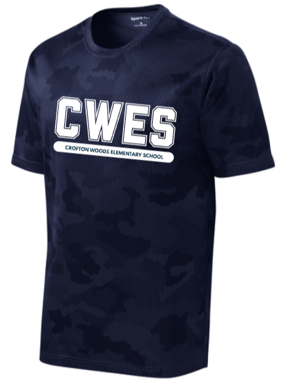 CWES - Letters Navy Blue Camo Hex Short Sleeve Shirt
