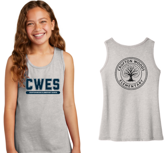 CWES - Letters Youth Grey Girls District Tank Top