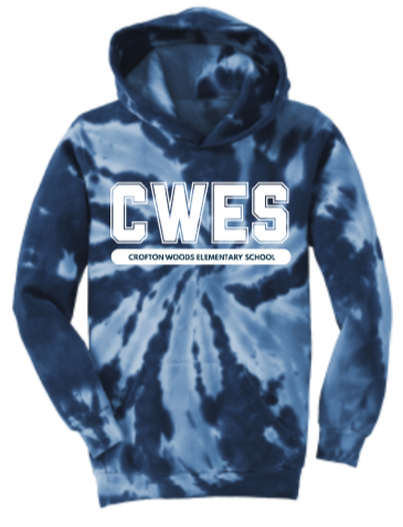 CWES - Letters Navy Blue Tie Dye Hoodie