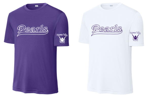 Pearls - Letters Performance Short Sleeve Shirt (White or Purple)