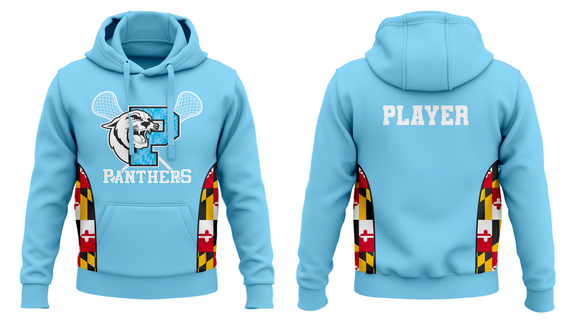 Panthers Lax - Hoodie Sublimated LIGHT BLUE with MD Flag (Youth and Adult)