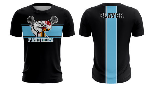 Panthers Lax - SS Sublimated BLACK T Shirt (Youth and Adult)