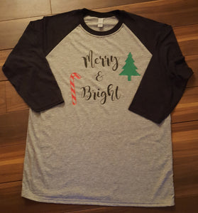 Merry and Bright Raglan T Shirt