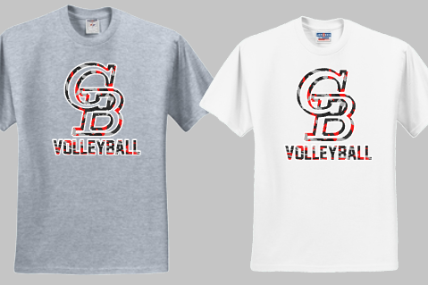 GB Volleyball - Camo Performance T Shirt (Grey, White, Black and Red)