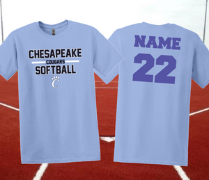 CHS Softball - RETRO - Short Sleeve TShirt (Carolina Blue)