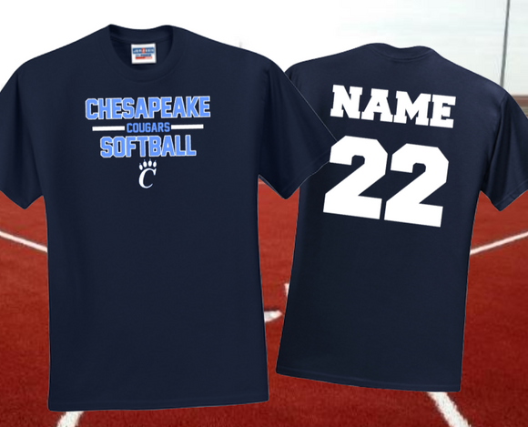 CHS Softball - RETRO Short Sleeve TShirt (NAVY BLUE)
