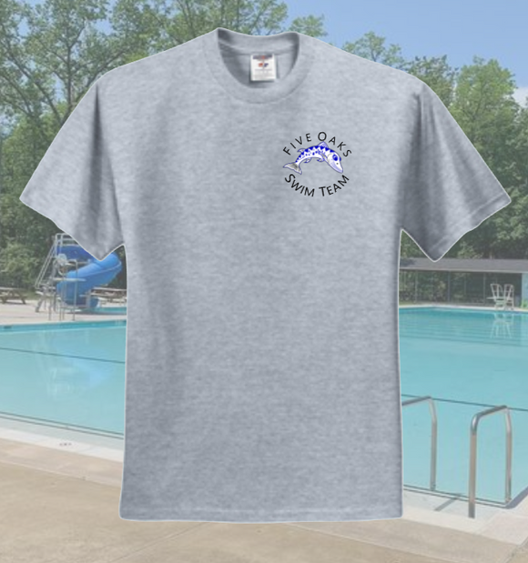 Five Oaks Swim Team - Circle Logo - Cotton / Poly Blend (Sports Grey)