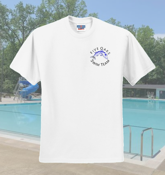 Five Oaks Swim Team - Circle Logo - Cotton / Poly Blend (White)