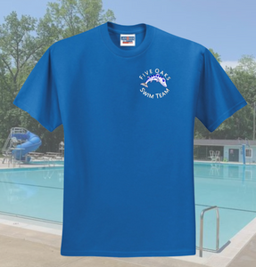 Five Oaks Swim Team - Circle Logo - Cotton / Poly Blend (Royal Blue, White or Sports Grey)