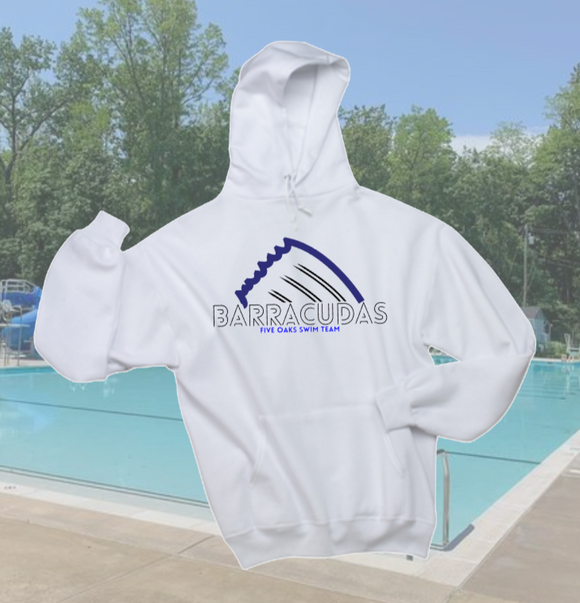Five Oaks Swim Team - Barracuda Logo - Hoodie Sweatshirt (White)