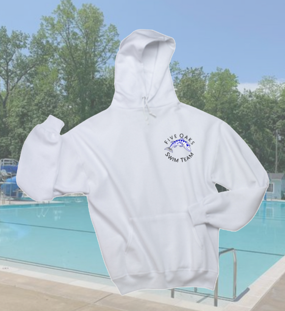Five Oaks Swim Team - Circle Logo - Hoodie Sweatshirt (White)