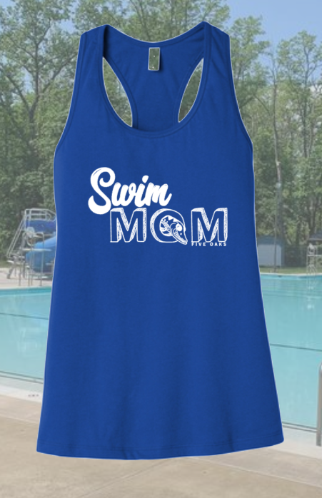 Five Oaks Swim Team - Swim Mom Racerback Tank Top (Royal Blue)