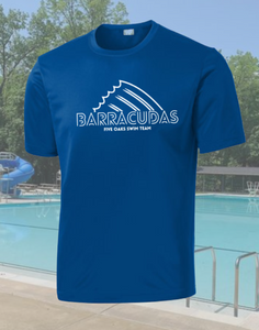 Five Oaks Swim Team - Barracuda Logo - Short Sleeve Performance T Shirt (Royal Blue)