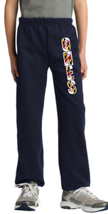 OHES Black Sweat Pants with Maryland Flag Pattern - Youth