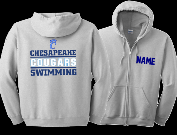 Chesapeake High School Swim Team Official - Zip Up HOODIE