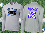 BUCS LAX - Silver Long Sleeve Performance Shirt (Pink and Blue Design)