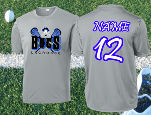 BUCS LAX - Silver Short Sleeve Performance Shirt (Pink and Blue Designs)