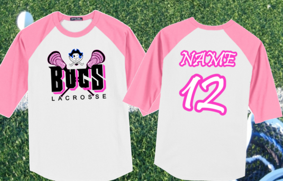 BUCS LAX - Pink Raglan 3/4 Sleeve Shirt