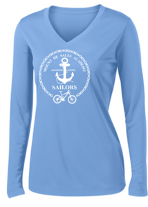 MDSA MTN Biking Team - Long Sleeve PosiCharge Competitor Vneck Tee (Iron Grey / Silver / Carolina Blue)