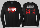 2022 GB Volleyball - GOPHER Cotton/Poly LS T Shirt (Black and White)