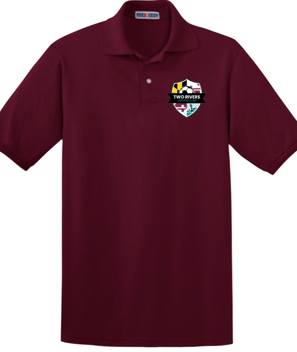 Two Rivers Soccer - Official Coaches Polo Shirt (Maroon/White)