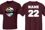 Two Rivers Soccer - Official Short Sleeve Cotton/Poly Blend Shirt (Maroon/White)