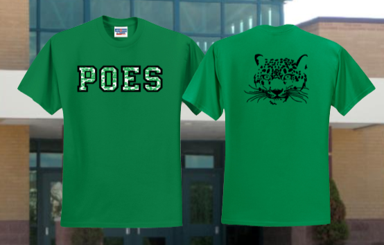 POES - PAW PRINT LETTERS Logo - Green - Short Sleeve T Shirt