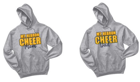 MTH CHEER - MOM / DAD Official Hoodie Sweatshirt (White and Grey)