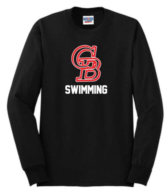 GBHS SWIM - Big Letters Long Sleeve T Shirt (Black or White)