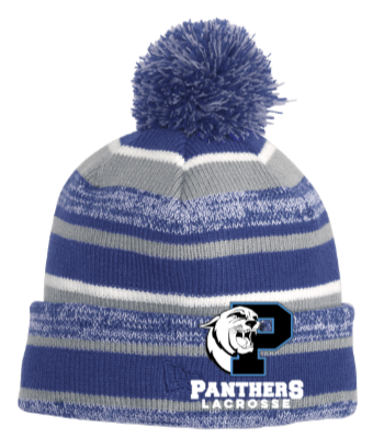 PANTHERS LAX - Embroidered Black and Blue Beanie Knit Hat