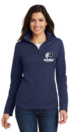 PANTHERS LAX - Embroidered Ladies Pinpoint Mesh 1/2-Zip (Black or Navy Blue)