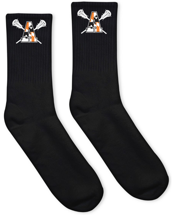 Apaches WLAX - Black Crew Socks with Logo