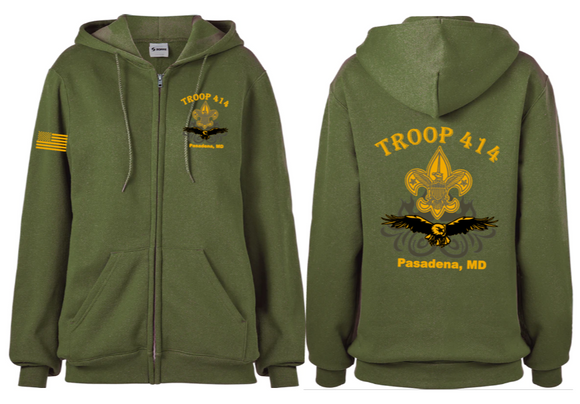 Troop 414 - Adult FULL ZIP Hoodie Sweatshirt