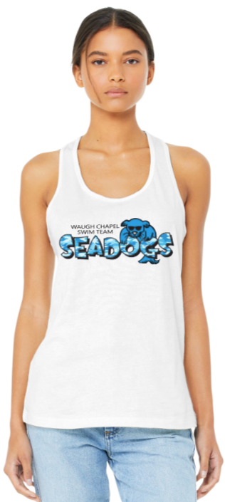 WC Seadogs Swim - Camo Logo Ladies Racer Back Tank Tops (Grey or White)