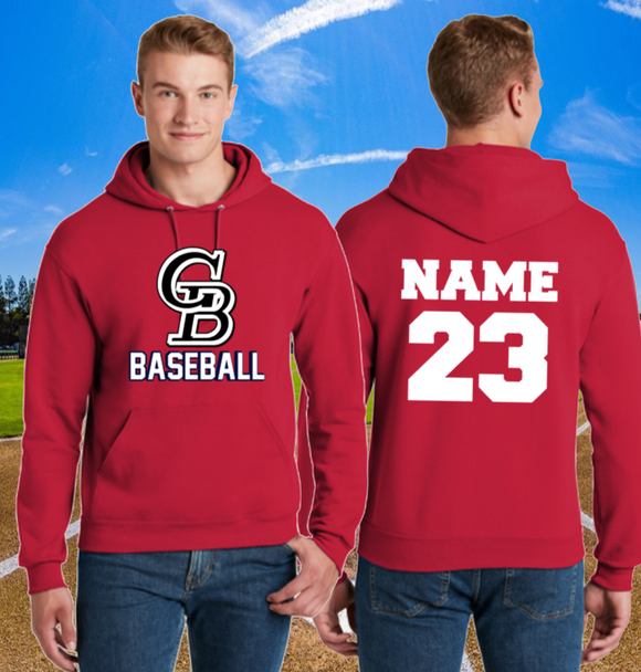 GB Baseball - Classic GB Baseball Hoodie Sweatshirt (Red/Black/White)