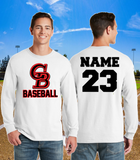 GB Baseball - Classic Glen Burnie Baseball Long Sleeve T Shirt (White/Red/Black)