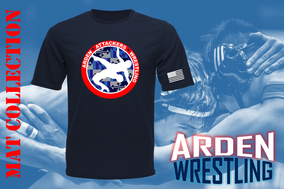 Arden Wrestling - Navy Blue - Red Circle - Short Sleeve T Shirt