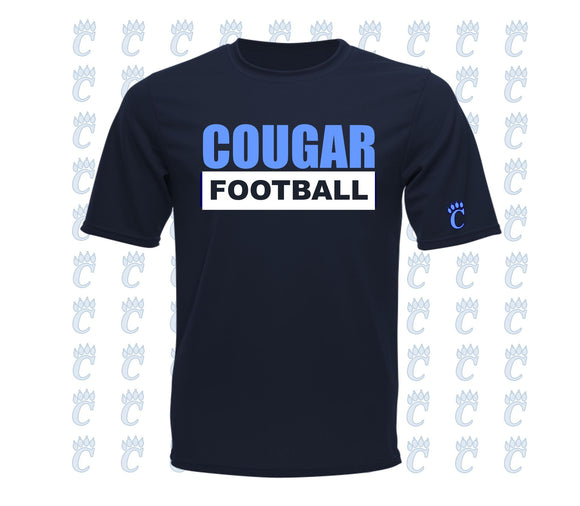 Cougars - Navy Blue Cougar Football Short Sleeve T Shirt (Adult & Youth)