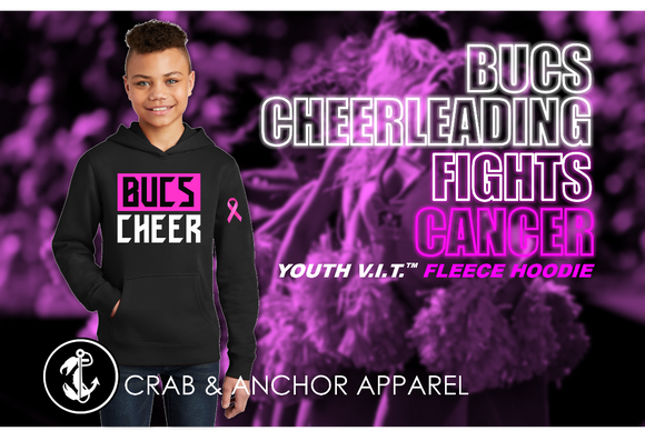 BUCS CHEER - BUCS Fight Cancer 2 Color Text Hoodie (Youth / Adult)