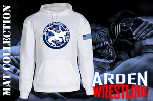 Arden Wrestling - White Hoodie Blue Circle Logo